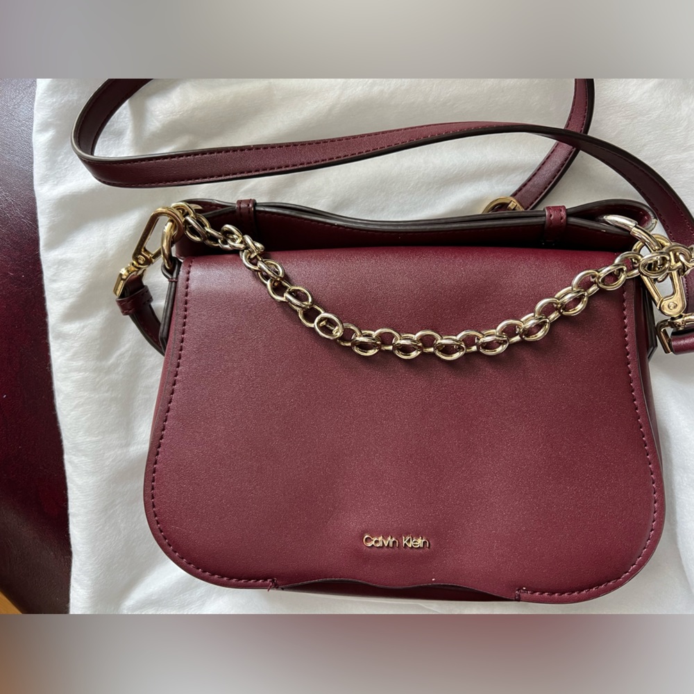 Calvin Klein Crossbody Purse in Burgundy